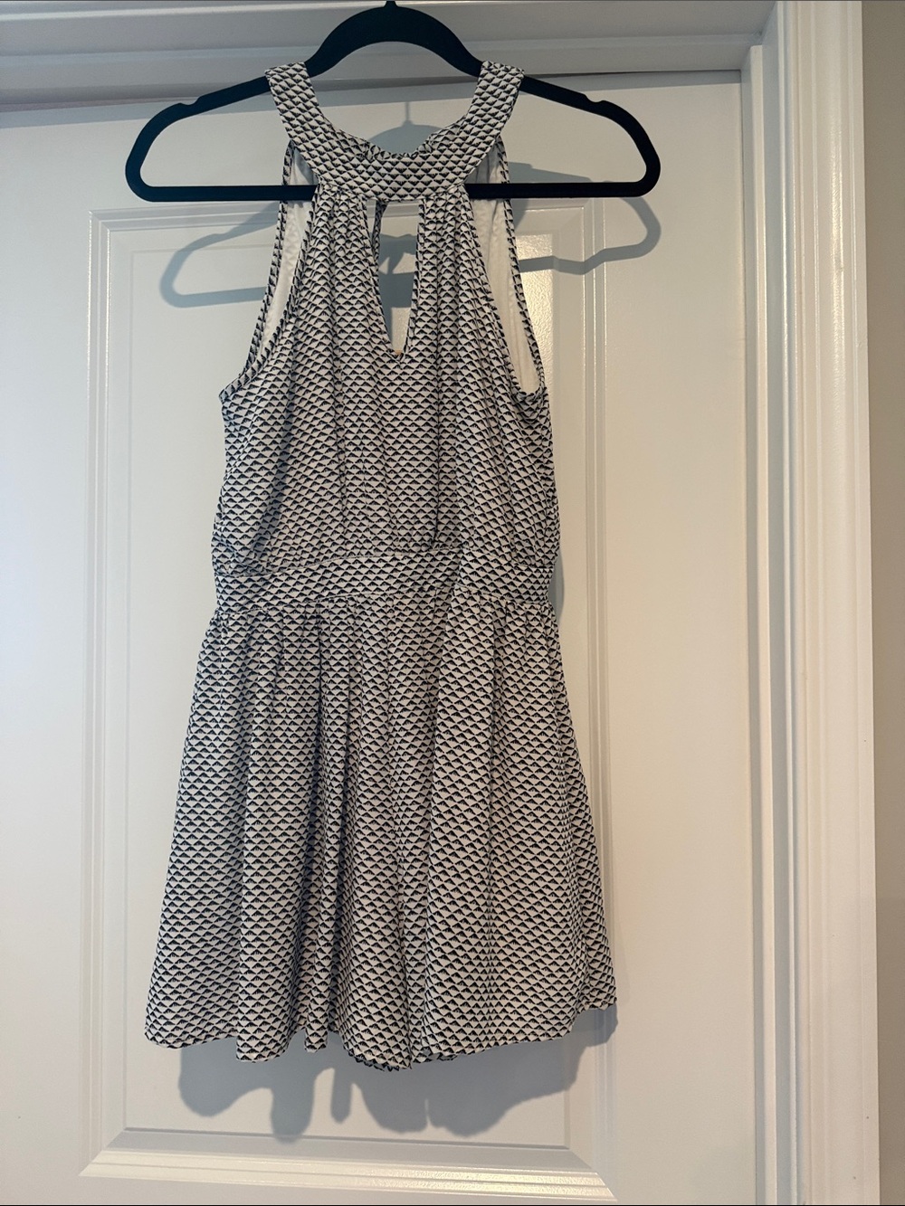 Francesca's Collections Black and White Patterned Halter Romper